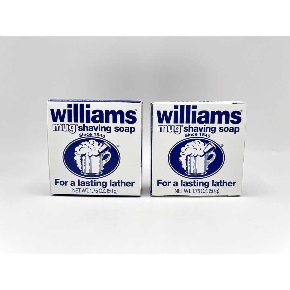 Williams Mug Shaving Soap 1.75 oz Lasting Lather Bar, Discontinued, Lot of 2